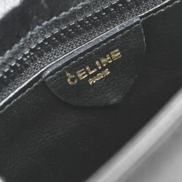 CELINE Logo Shoulder Bag Leather Black GHW Italy 66EG237 - Picture 14 of 15
